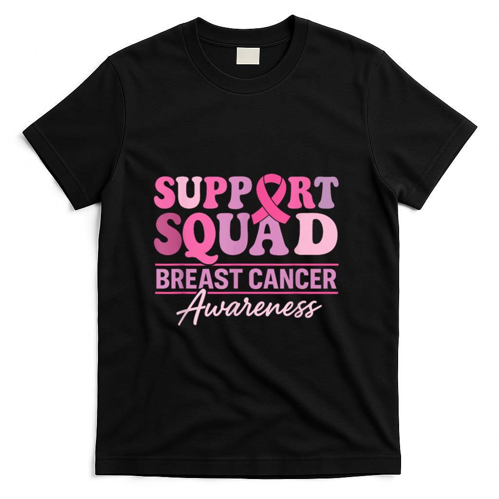 Support Groovy Squad Pink Ribbon Breast Cancer Awareness T-Shirt