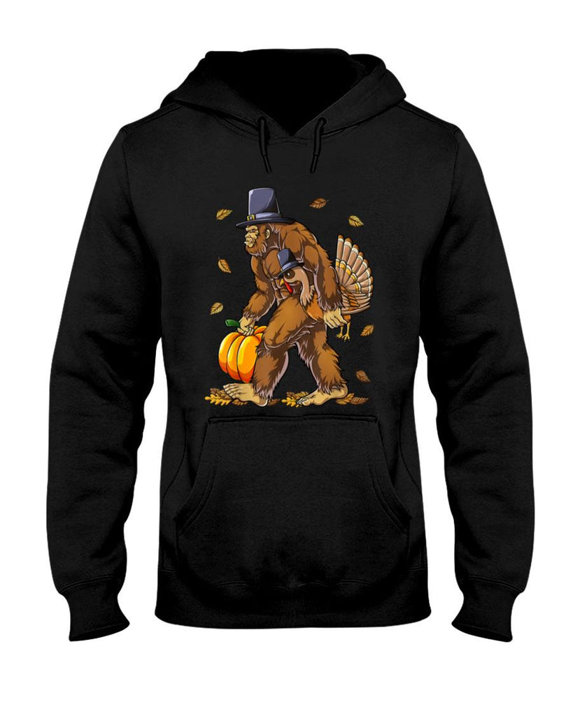 Bigfoot Pilgrim Turkey Pumpkin Thanksgiving Day Boys Men T-Shirt