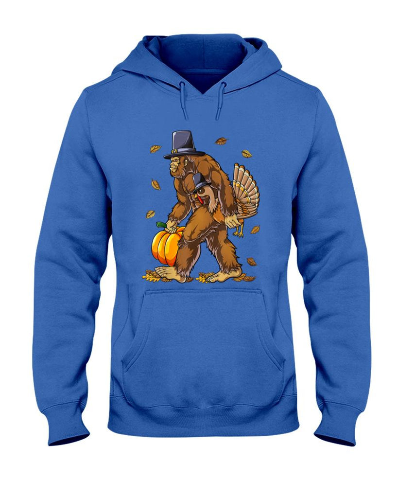 Bigfoot Pilgrim Turkey Pumpkin Thanksgiving Day Boys Men T-Shirt