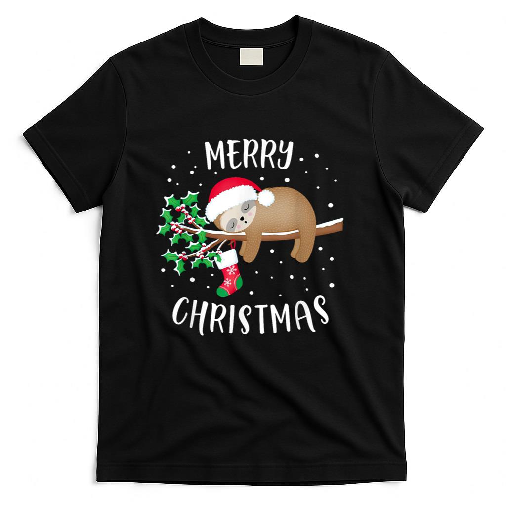 Merry Christmas Cute Sloth Xmas Outfit Matching Family T-Shirt