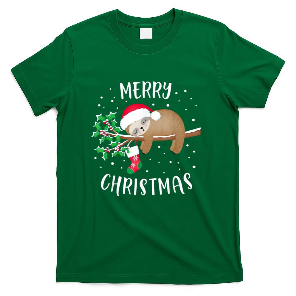 Merry Christmas Cute Sloth Xmas Outfit Matching Family T-Shirt
