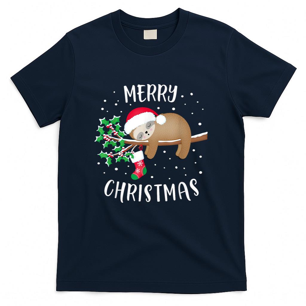 Merry Christmas Cute Sloth Xmas Outfit Matching Family T-Shirt