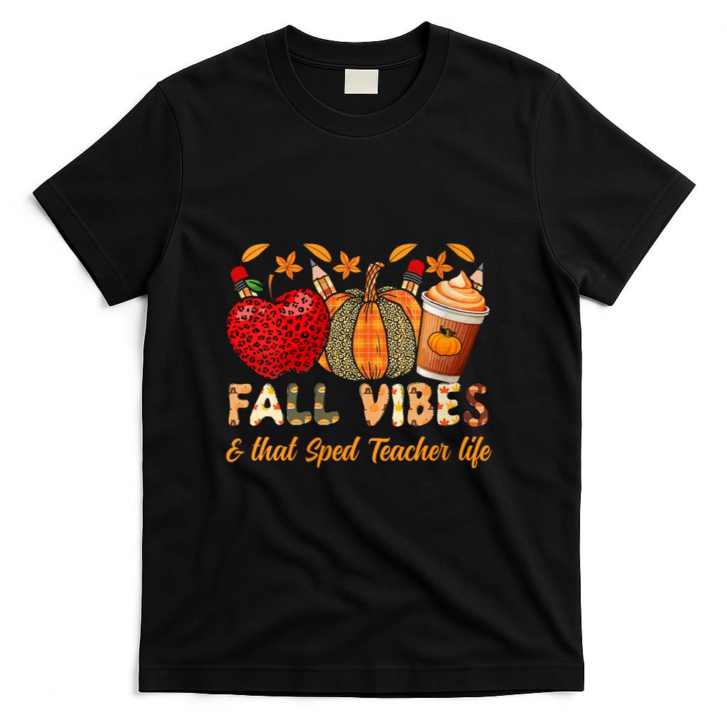 Fall vibes and that Sped Teacher life thanksgiving V-Neck T-Shirt