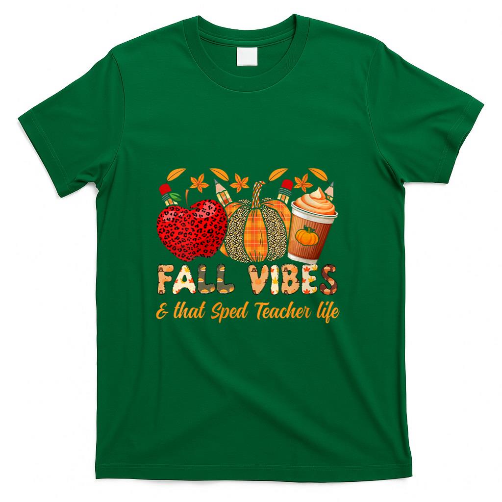 Fall vibes and that Sped Teacher life thanksgiving V-Neck T-Shirt