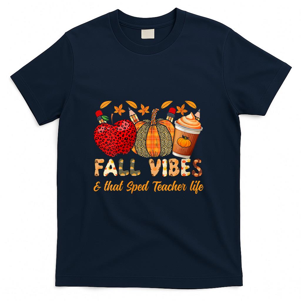 Fall vibes and that Sped Teacher life thanksgiving V-Neck T-Shirt