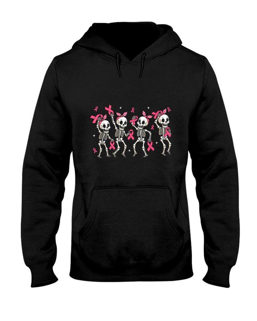 Pink Ribbon Skeleton Halloween Breast Cancer Awareness T-Shirt