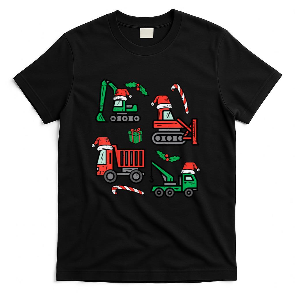 Kids Christmas Construction Vehicles Truck Xmas Boys Kids Toddler T-Shirt