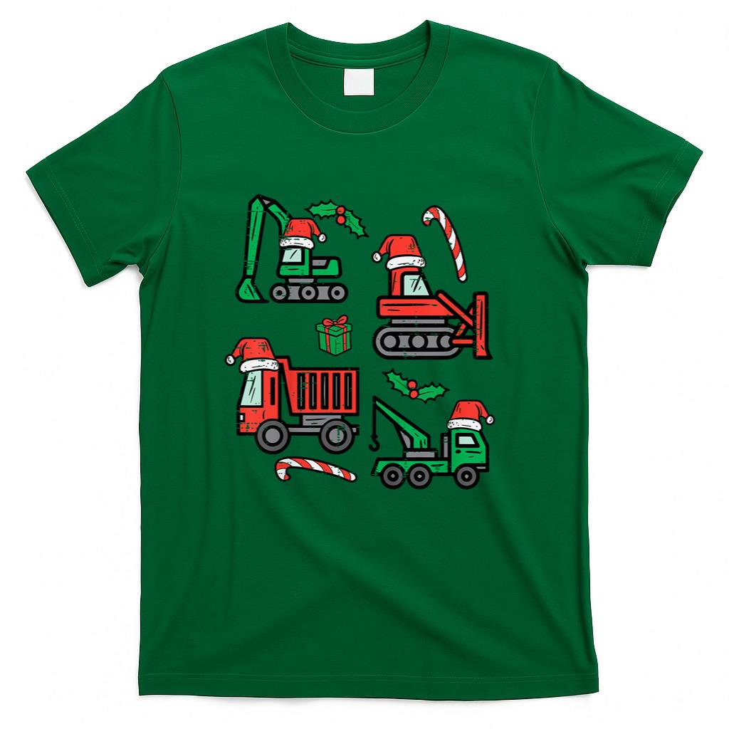 Kids Christmas Construction Vehicles Truck Xmas Boys Kids Toddler T-Shirt