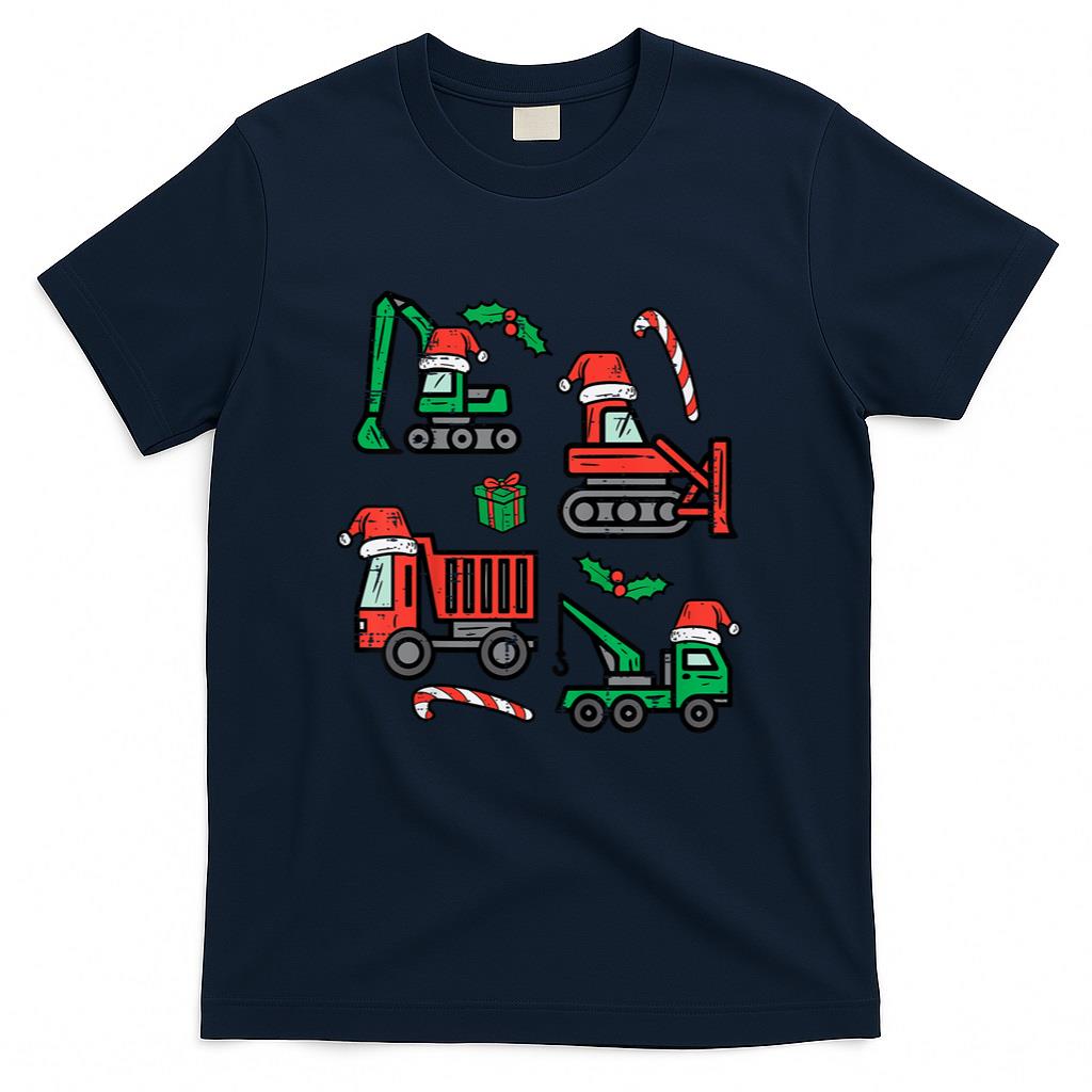 Kids Christmas Construction Vehicles Truck Xmas Boys Kids Toddler T-Shirt