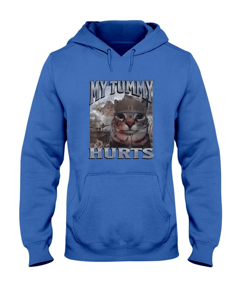 Funny Tees - My Tummy Hurts Funny Cat Meme Bootleg Graphic T-Shirt