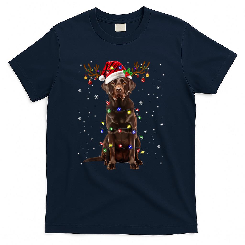 Chocolate Lab Labrador Christmas Tree Light Pajama Dog Xmas T-Shirt