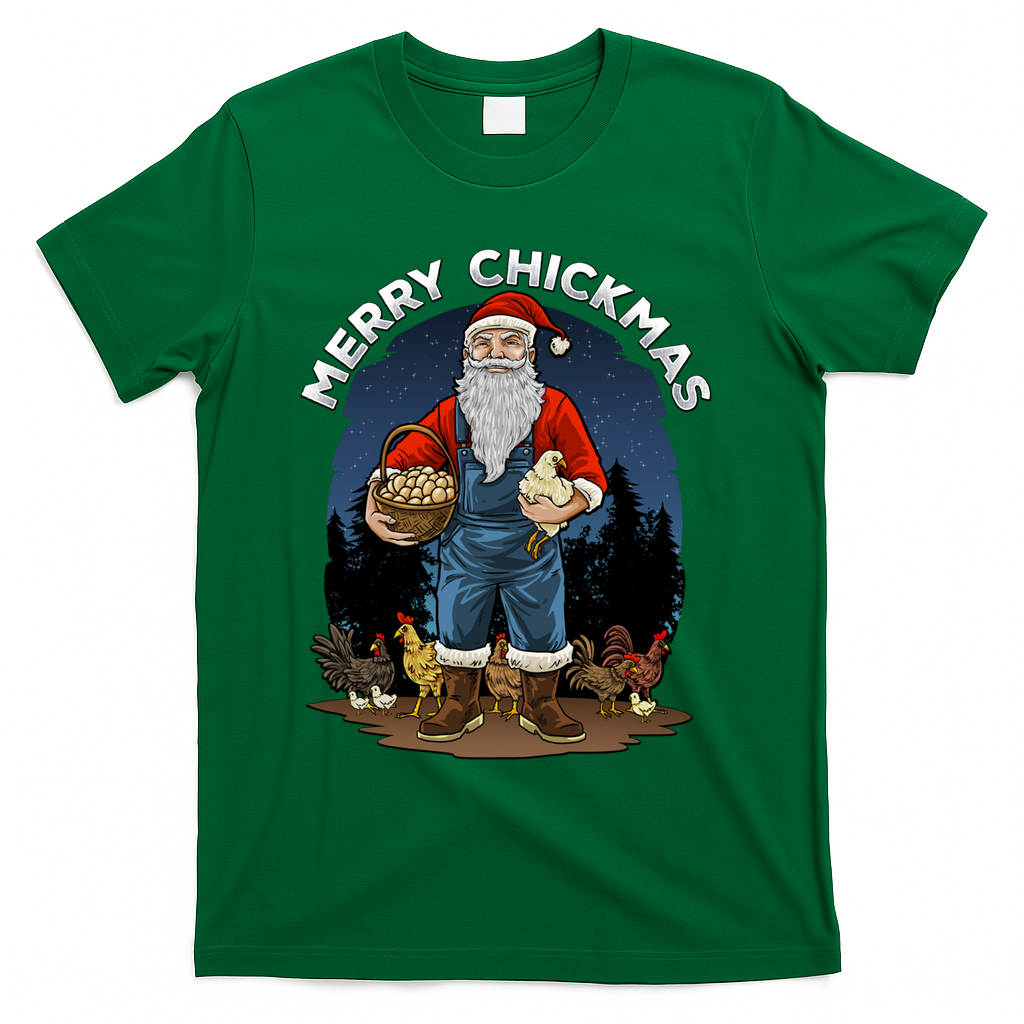 Merry Chickmas Chicken Funny Farmer Farming Christmas Santa Gift T-Shirt