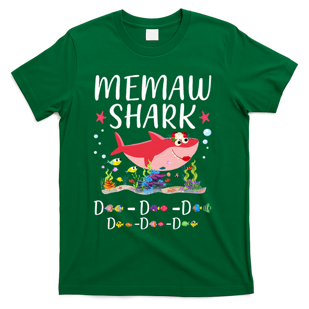 Memaw Shark, Funny Mother's Day Floral Gift T-Shirt