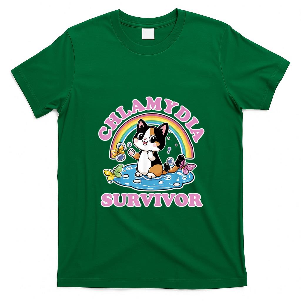 Funny Tees - Chlamydia Survivor  Funny Inappropriate  Adult Meme Cat T-Shirt