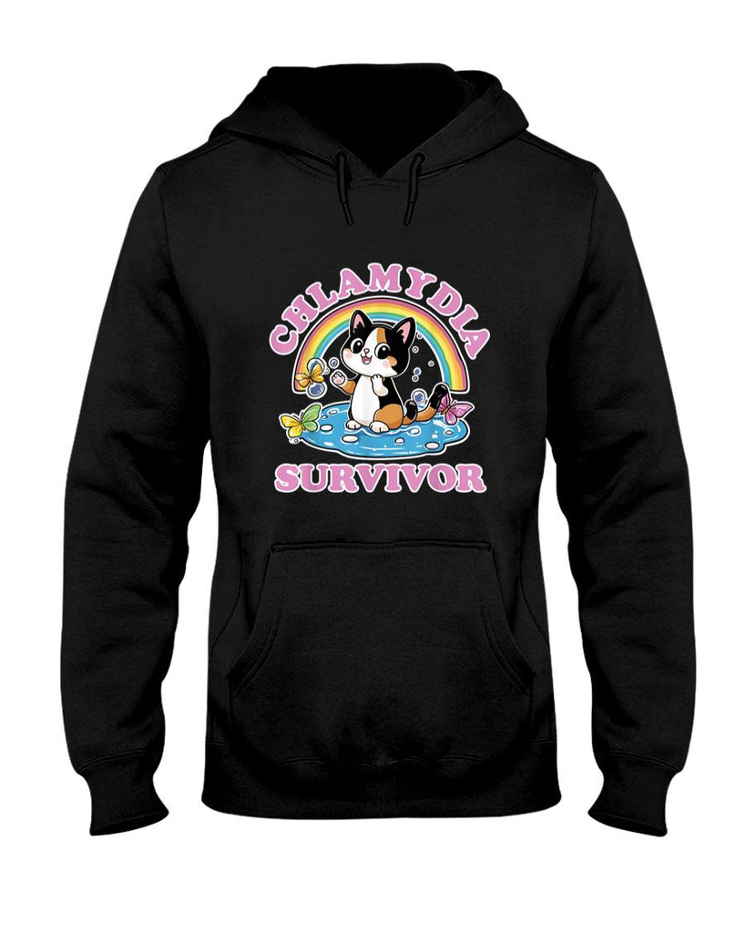 Funny Tees - Chlamydia Survivor  Funny Inappropriate  Adult Meme Cat T-Shirt
