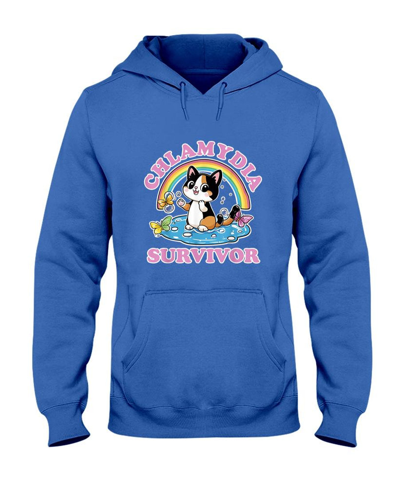 Funny Tees - Chlamydia Survivor  Funny Inappropriate  Adult Meme Cat T-Shirt