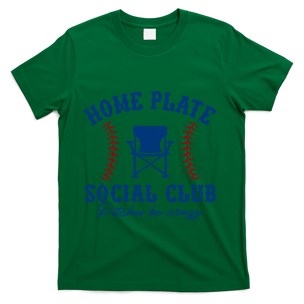 Home Plate Social Club Pitches Be Crazy Baseball Gift T-Shirt