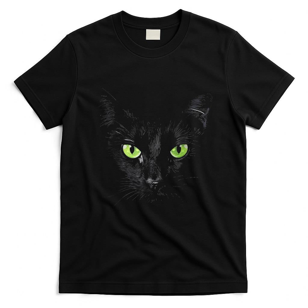 Pet Mom Halloween Shirt - Funny Black Cat Face Green Eyes Kitten Halloween Costume T-Shirt for Men Women Kids