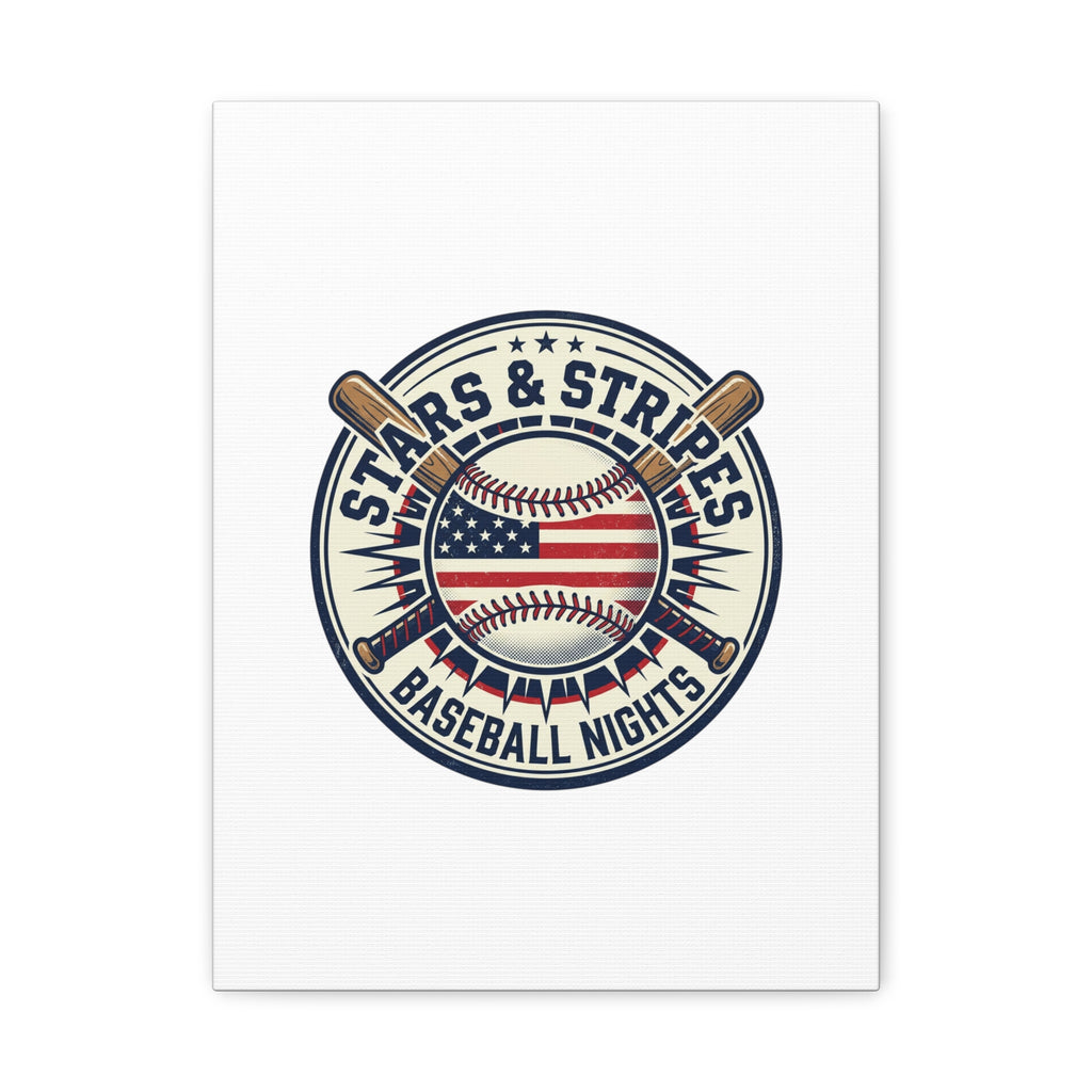 Stars & Stripes Baseball Nights Canvas | Patriotic Baseball Wall Art