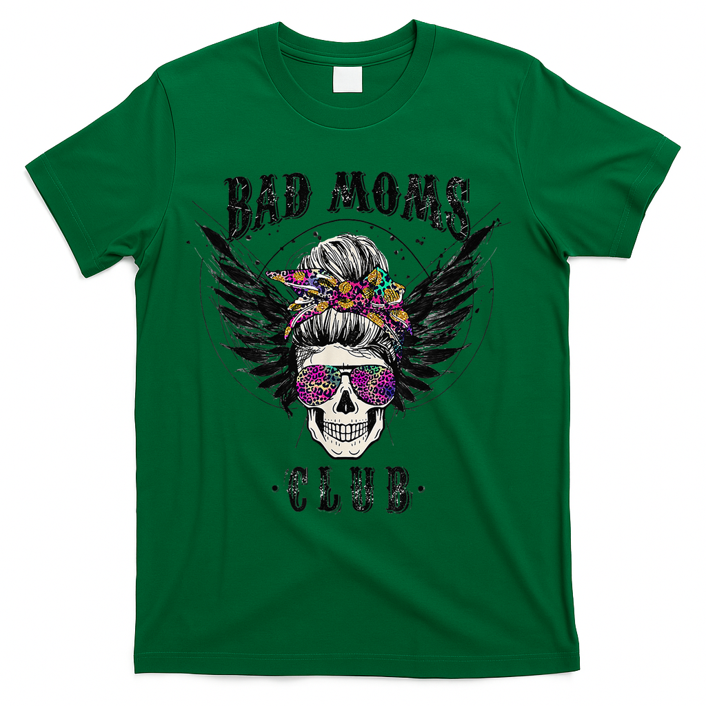 Bad Moms Club Leopard Skull Mom Funny Mom Mother's Day T-Shirt