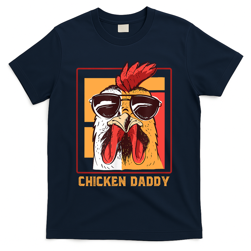 Mens Chicken Daddy Vintage Poultry Farmer Rooster Wearing Shades Gift T-Shirt