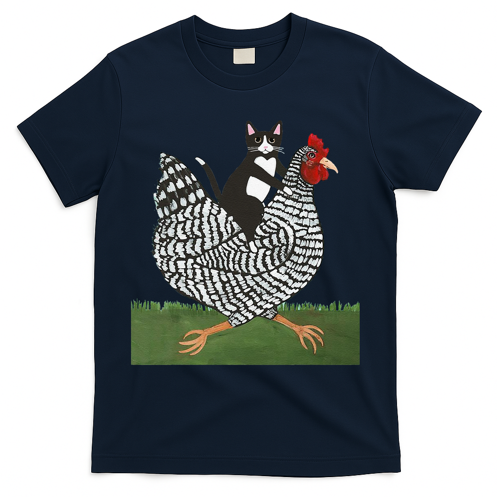 Tuxedo Cat Riding A Chicken Gift T-Shirt
