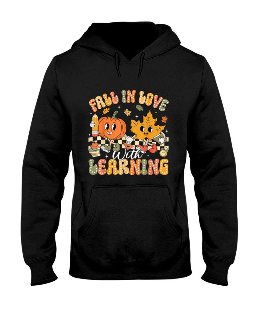 Retro Fall In Love With Learning Autumn Pumpkin Teacher T-Shirt