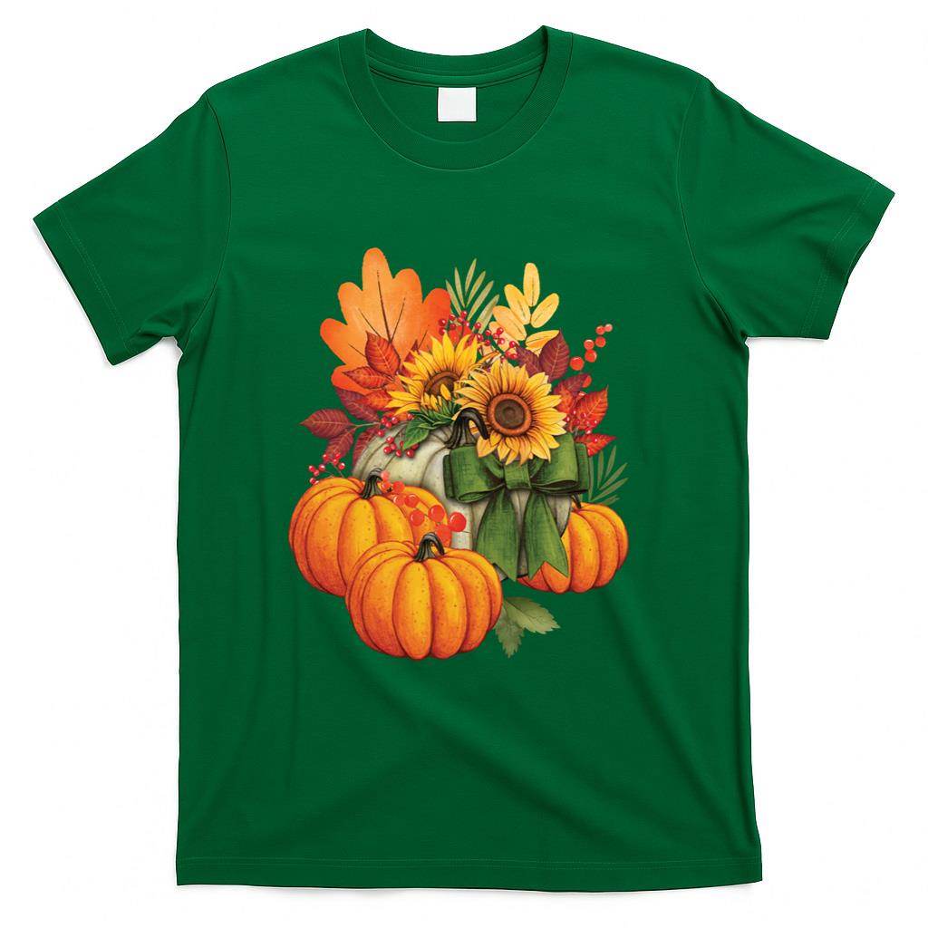Thanksgiving Pumpkin Sunflower Fall Autumn Holiday Long Sleeve T-Shirt