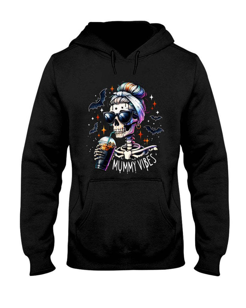 Pet Mom Halloween Shirt - Mummy Vibes Skeleton Coffee Mom Spooky Season Halloween T-Shirt