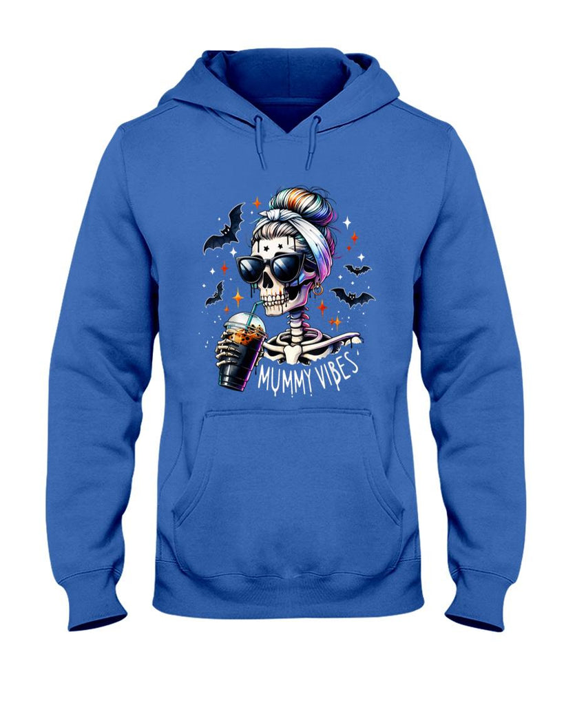 Pet Mom Halloween Shirt - Mummy Vibes Skeleton Coffee Mom Spooky Season Halloween T-Shirt