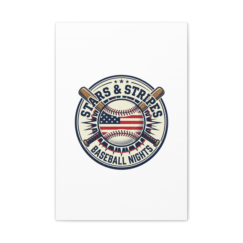 Stars & Stripes Baseball Nights Canvas | Patriotic Baseball Wall Art