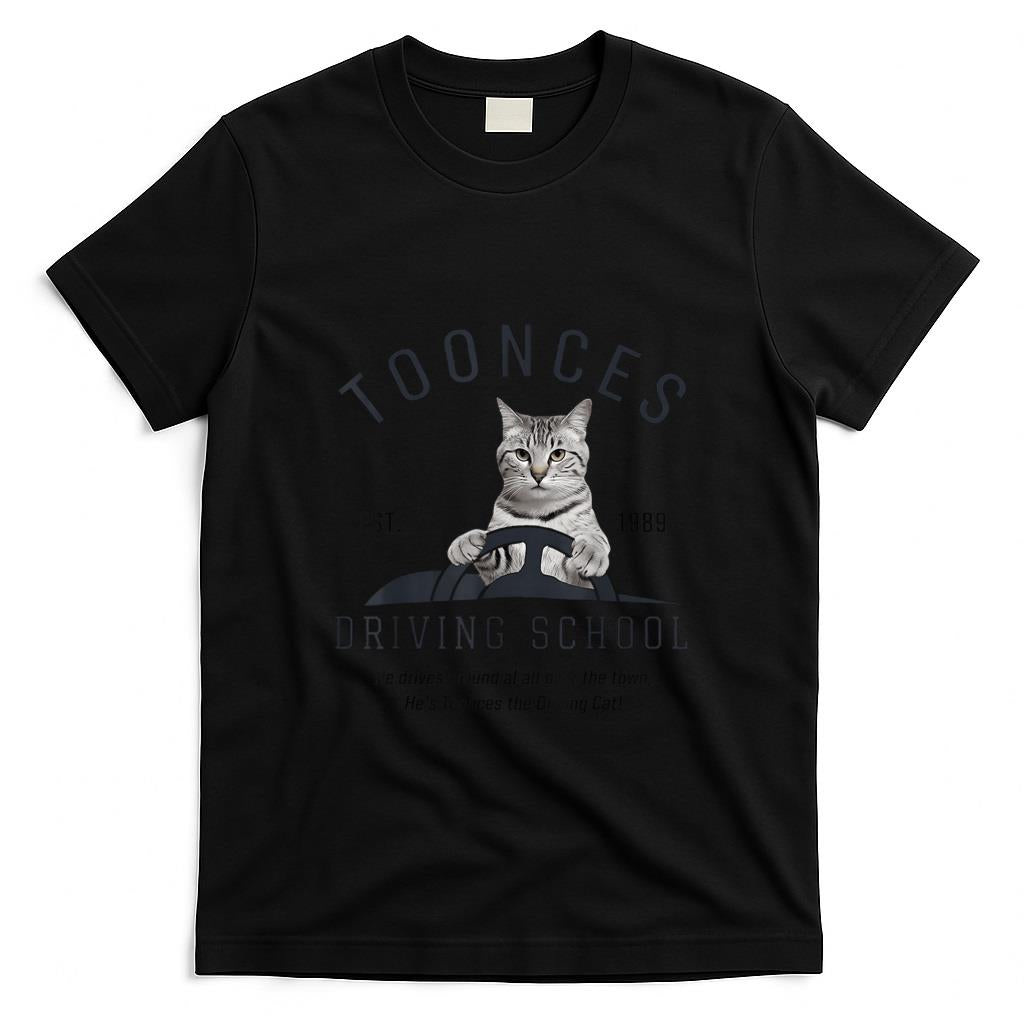 Funny Tees - Toonces Driving School Est. 1989 - The Driving Cat Men Women Kids T-Shirt