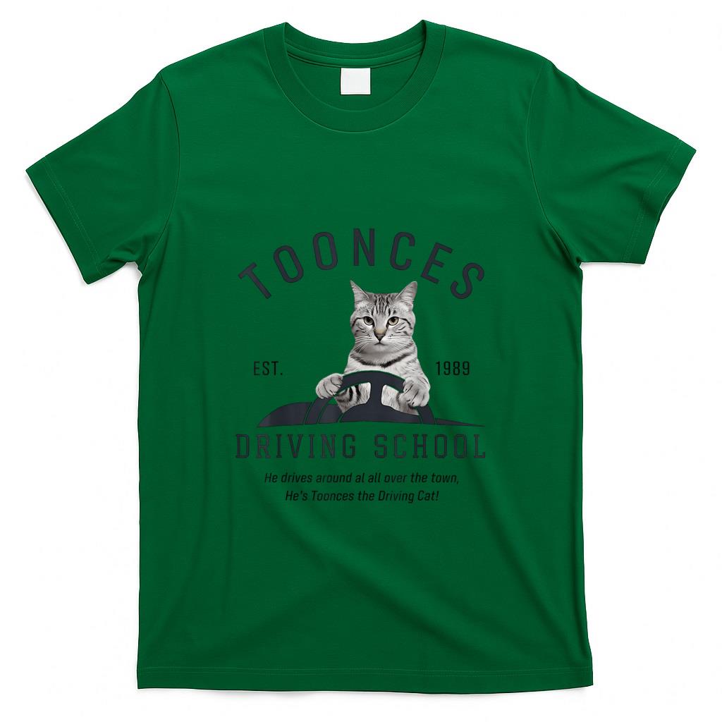Funny Tees - Toonces Driving School Est. 1989 - The Driving Cat Men Women Kids T-Shirt