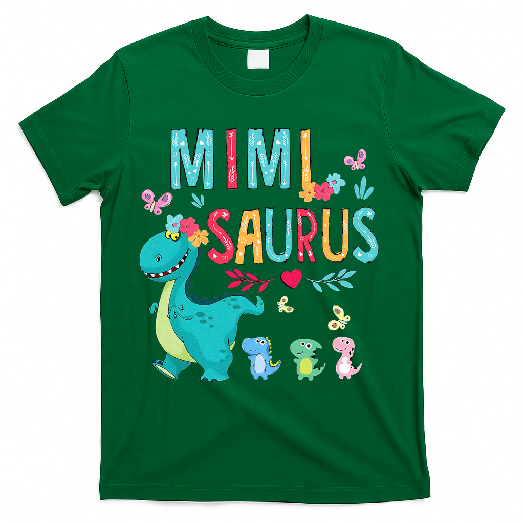 Cute Mimisaurus Flower Butterfly Dinosaur Mother's Day T-Shirt