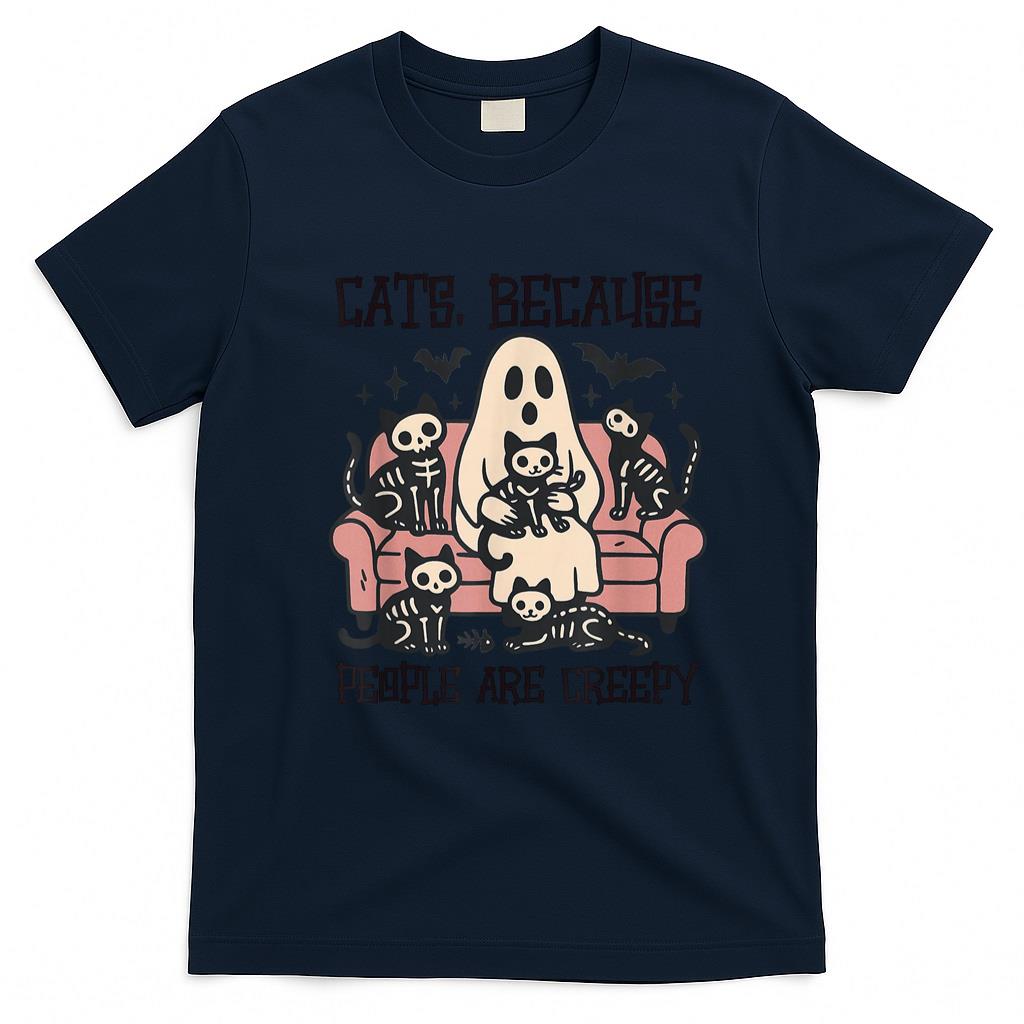 Pet Mom Halloween Shirt - Cats Because People are Creepy Ghost Halloween Cat Mom Kids T-Shirt