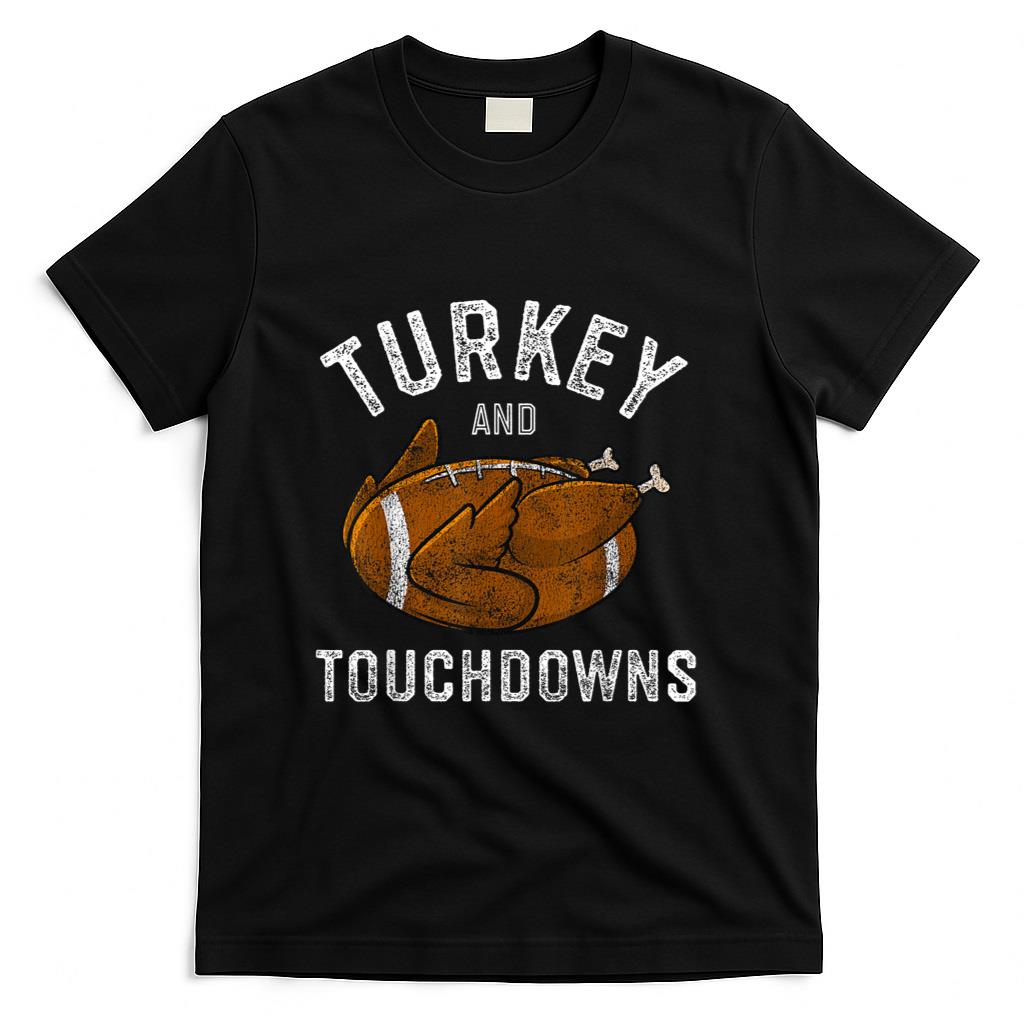 Thanksgiving Turkey and Touchdowns Football Men Boys T-Shirt