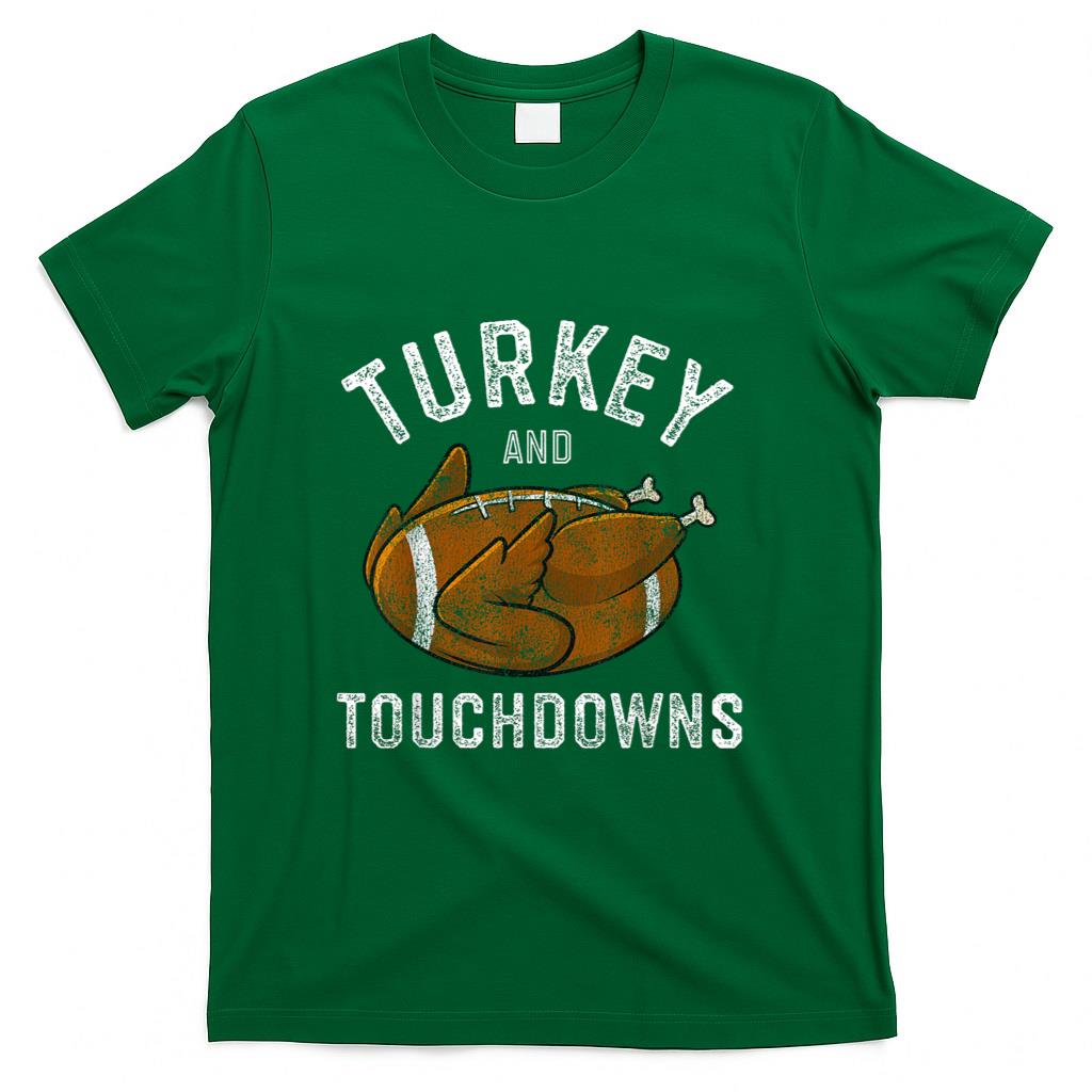 Thanksgiving Turkey and Touchdowns Football Men Boys T-Shirt
