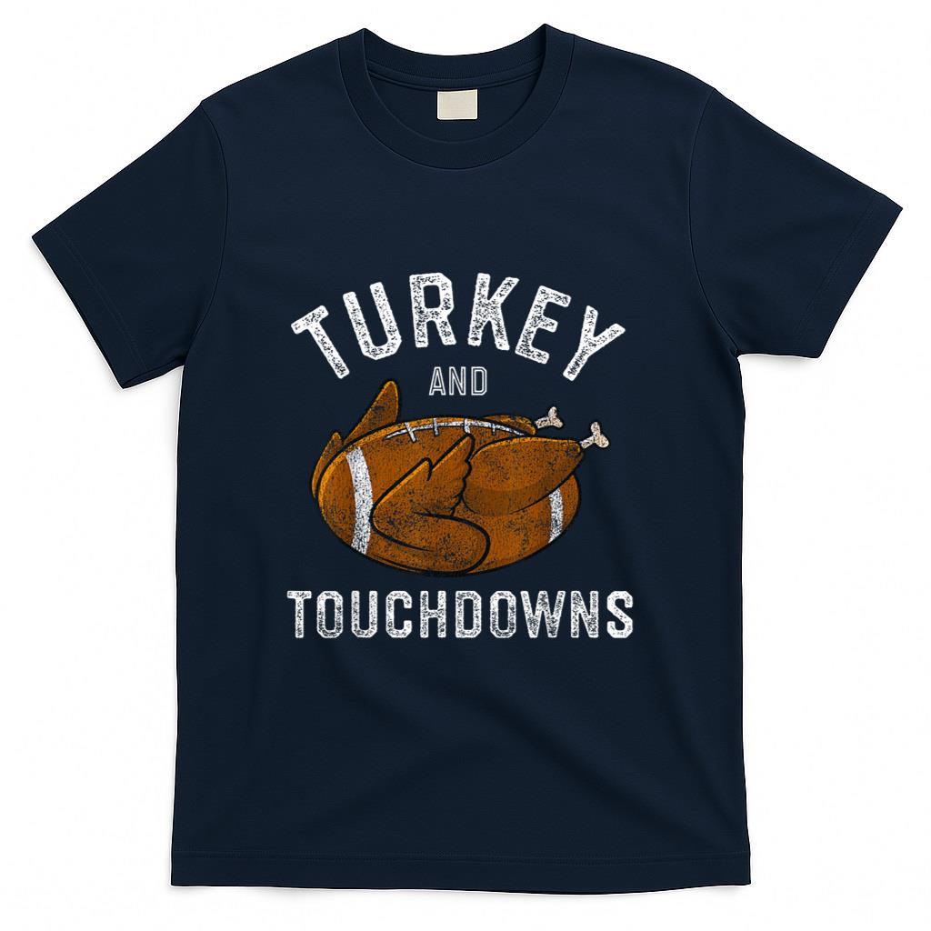 Thanksgiving Turkey and Touchdowns Football Men Boys T-Shirt