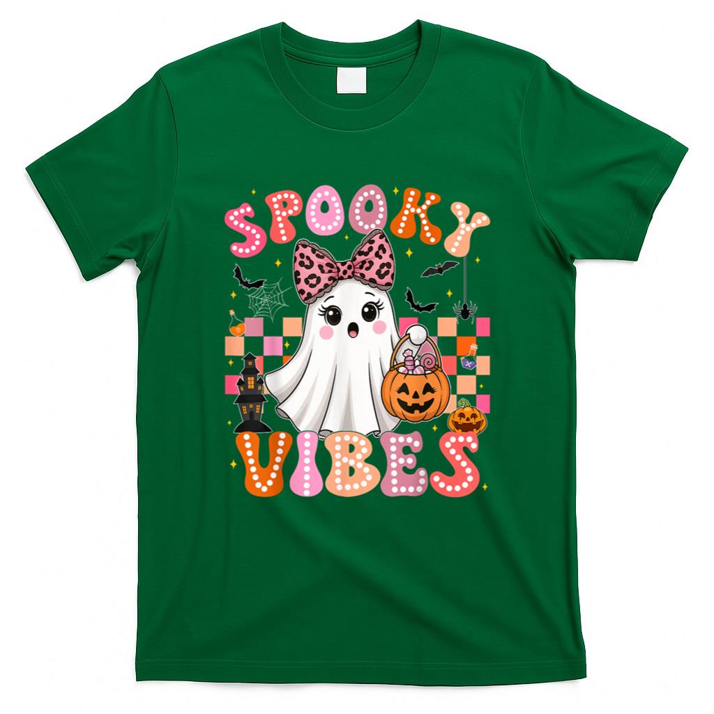 Halloween Shirt - Groovy Spooky Vibes Cute Boo Ghost Halloween Costumes Girls T-Shirt