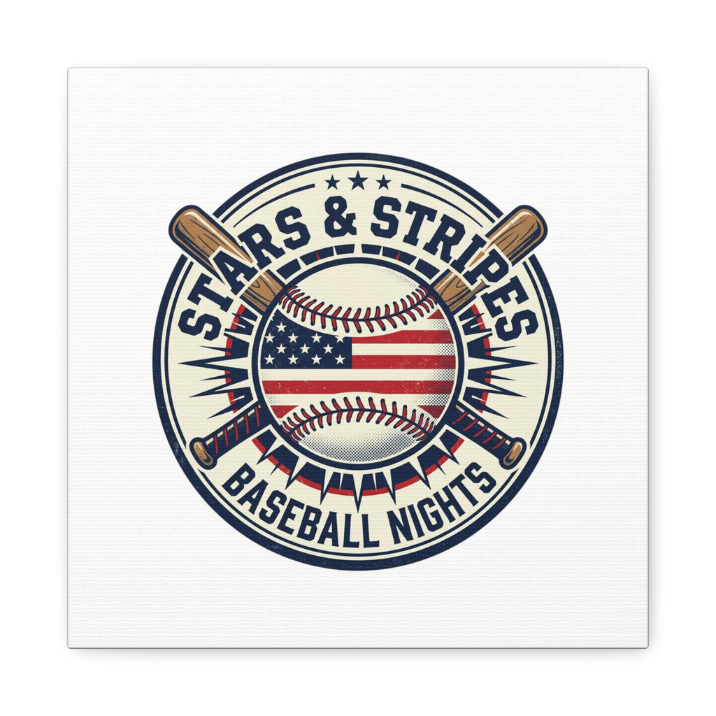 Stars & Stripes Baseball Nights Canvas | Patriotic Baseball Wall Art