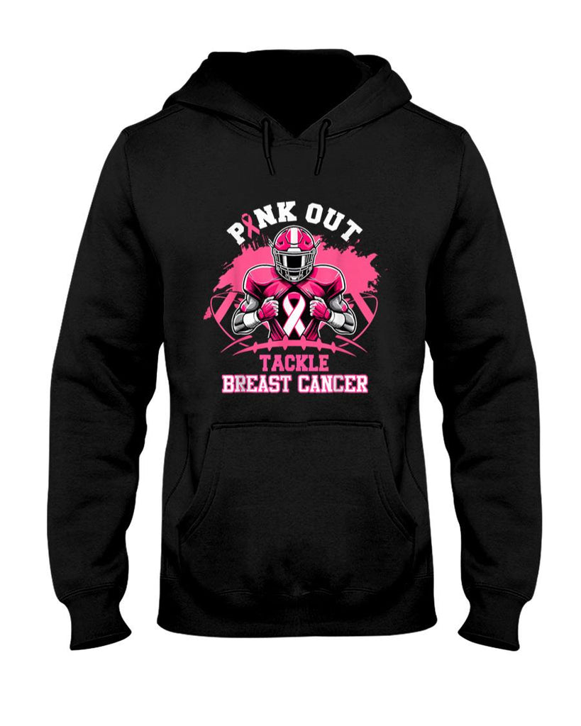 Pink Out Tackle Breast Cancer Awareness American Football T-Shirt_2