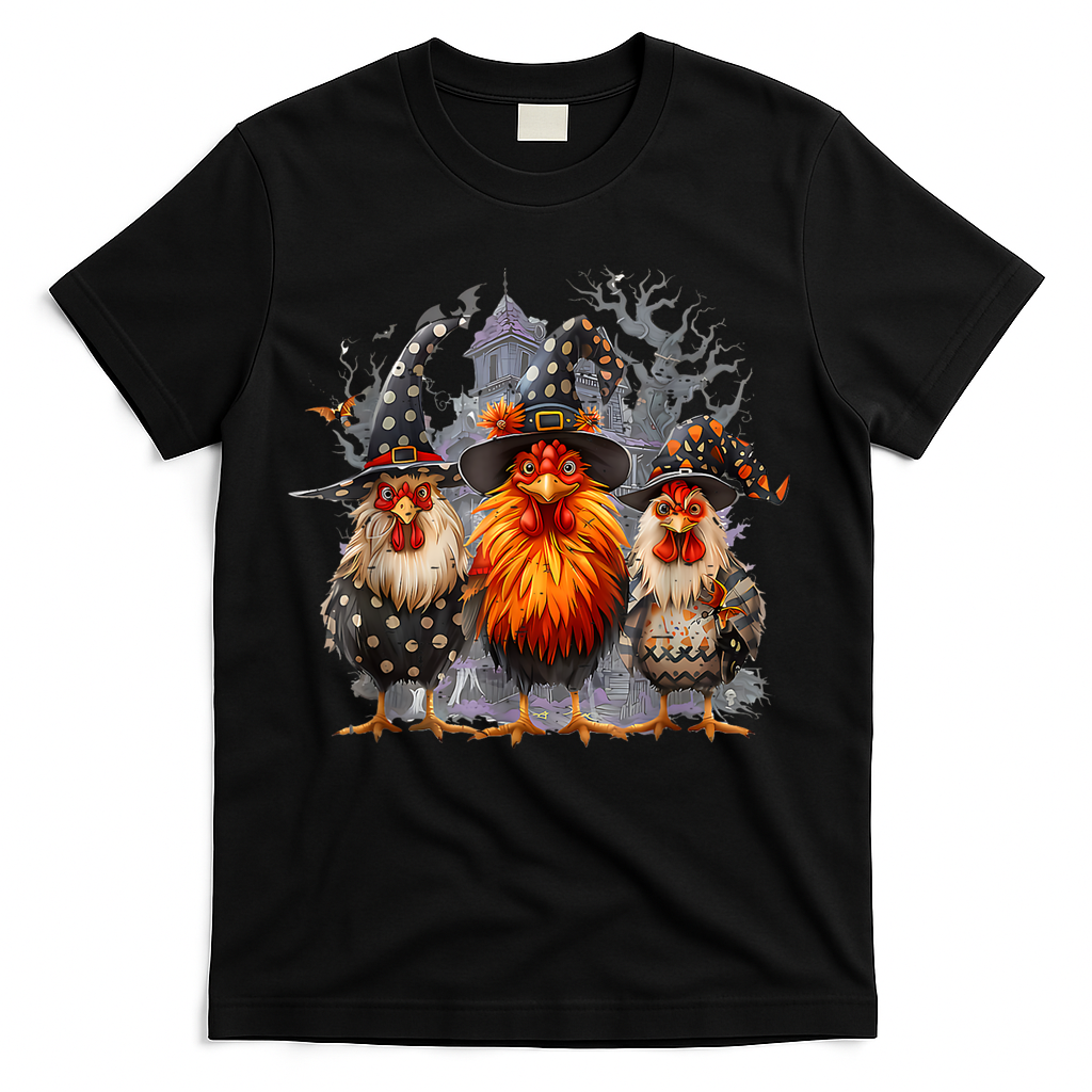 Funny Chicken Halloween Costume Spooky Season Chickens Witch T-Shirt