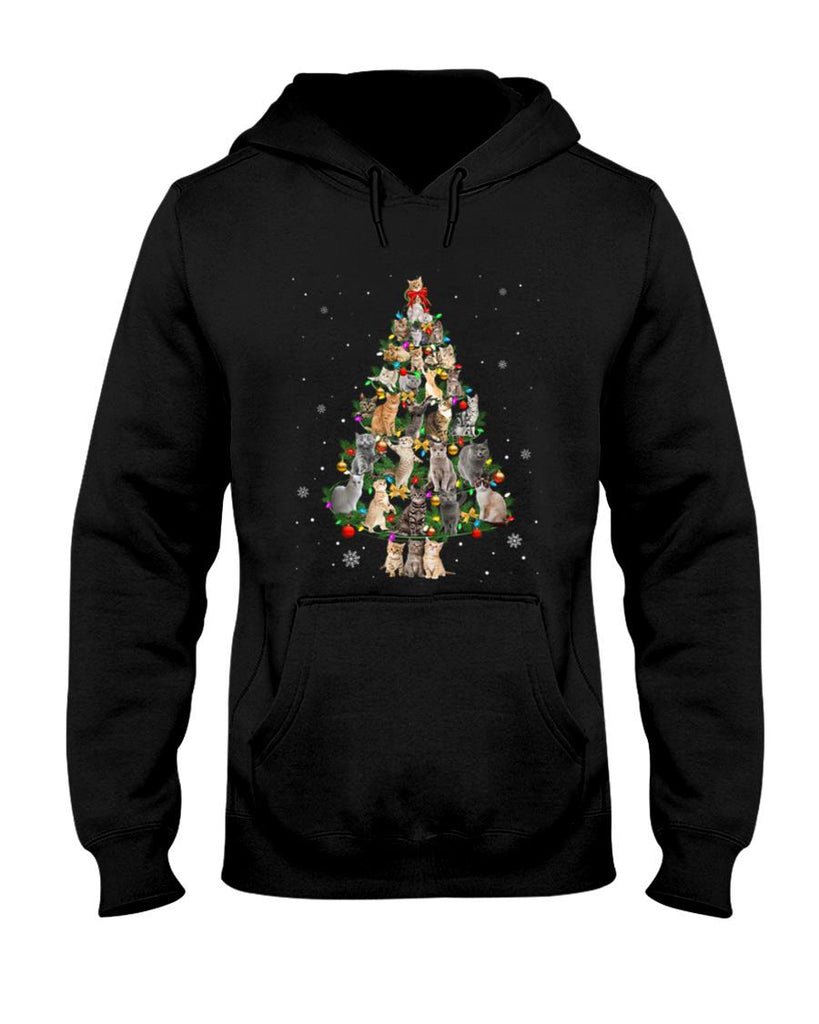Meowy Xmas Cats Christmas Tree Lights Snow Kitten Funny Gift T-Shirt