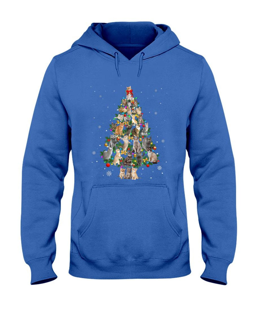 Meowy Xmas Cats Christmas Tree Lights Snow Kitten Funny Gift T-Shirt