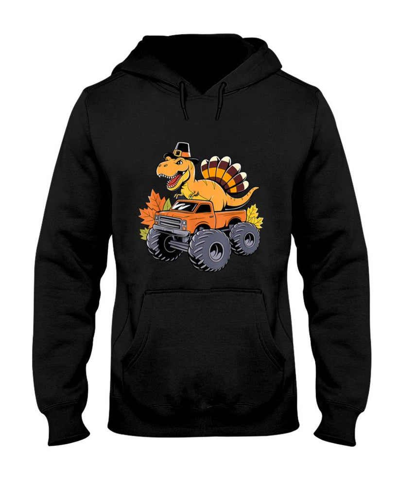 Dinosaur Thanksgiving Boys Kids Dino T Rex Monster Truck T-Shirt