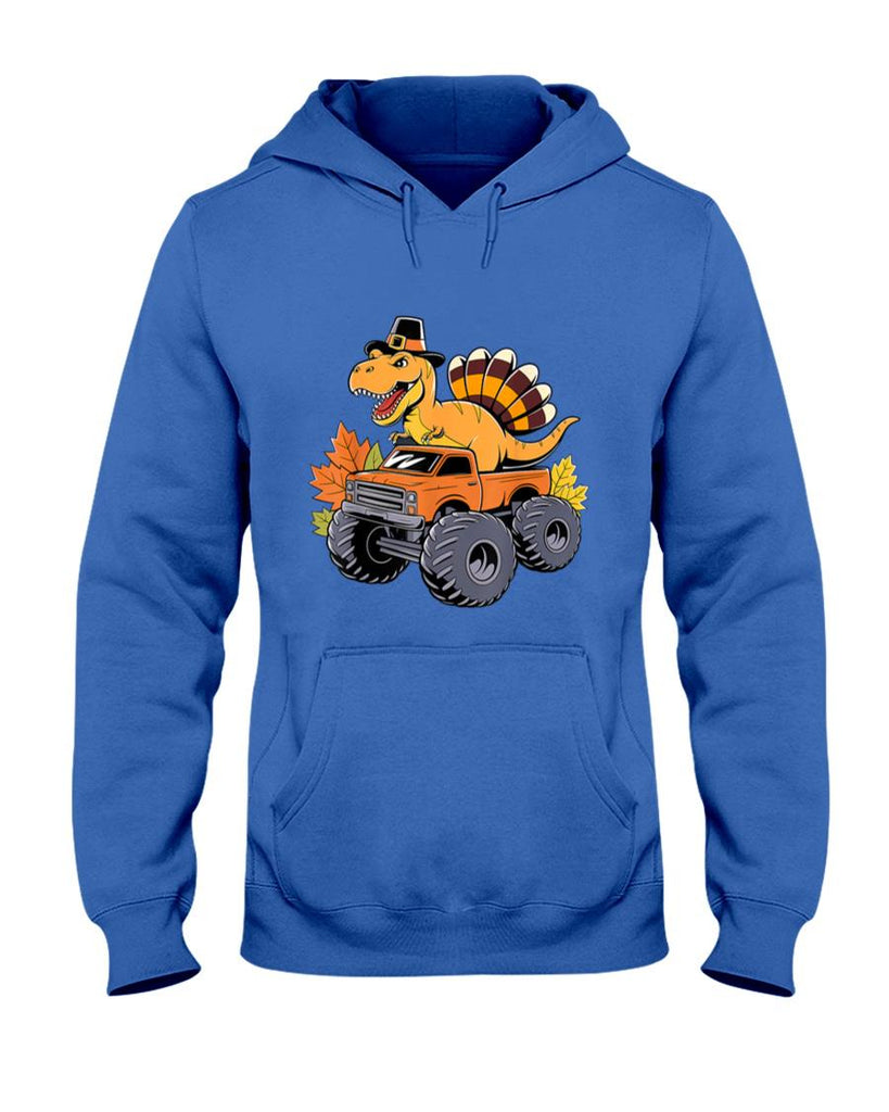 Dinosaur Thanksgiving Boys Kids Dino T Rex Monster Truck T-Shirt