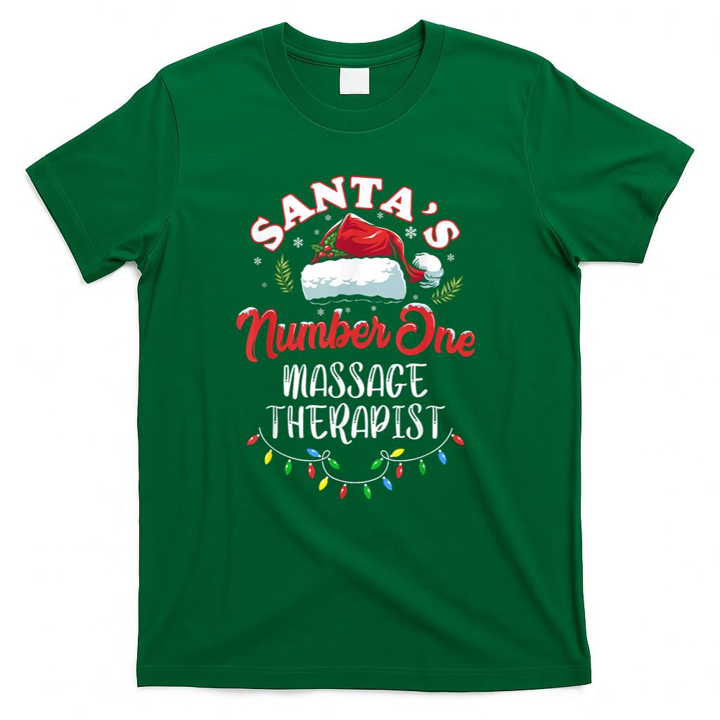 Masseuse Christmas Gift Santas Number One Massage Therapist T-Shirt