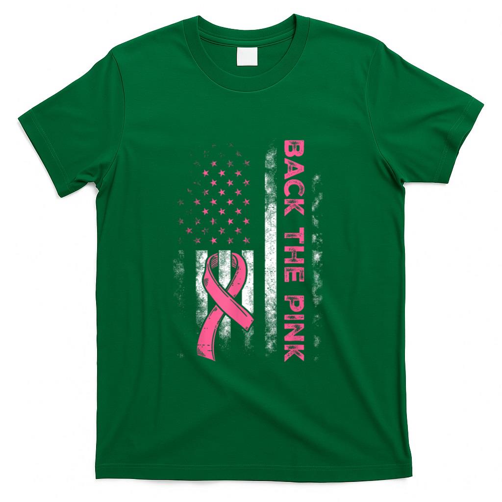 Back The Pink Us Flag Breast Cancer Awareness Women Men Kids T-Shirt