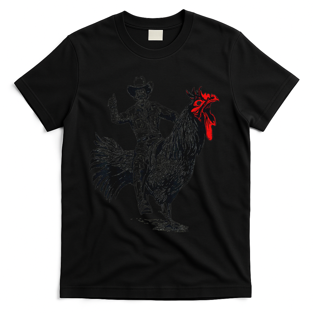 Funny Design Bachelorette Party Cool Cowboy Riding Chicken T-Shirt