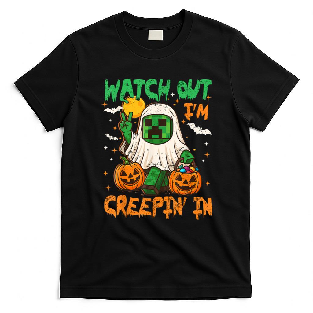 Halloween Shirt - Halloween Costume Kid Boy Game Pixel Ghost Creepin In Spooky T-Shirt